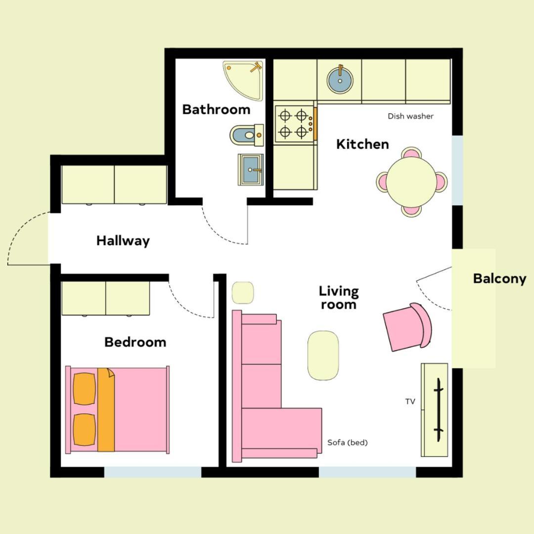 Candy-Colored Two-Room Condo With Sweet Views Helsinki Szoba fotó